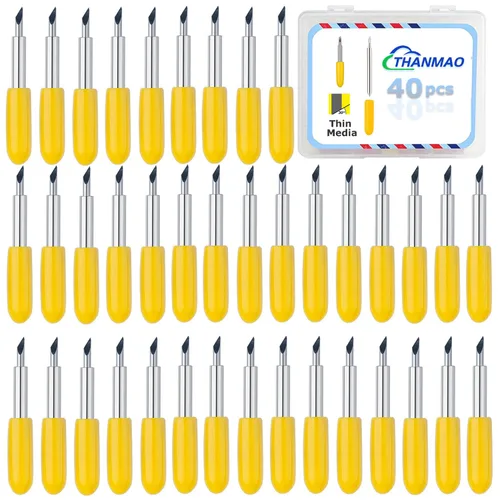 Vista 9 de THANMAO 40 cuchillas de repuesto compatibles con máquinas de corte Explore Air 2/Air 3/Maker/Maker 3/4, incluye 40 cuchillas de corte profundo