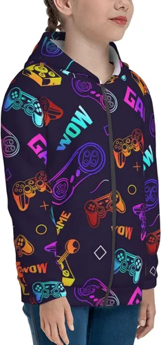 Vista 3 de Videojuegos - Sudadera con capucha y bolsillo para niños y niñas de 7 a 12 años