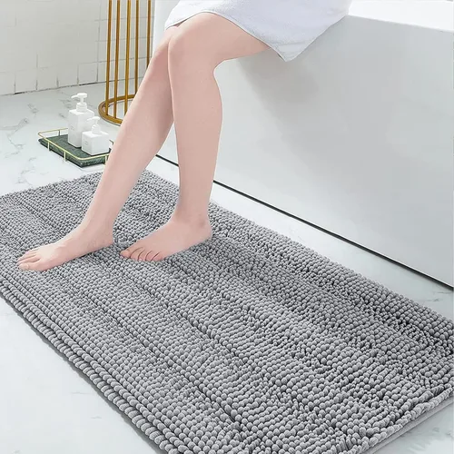 Vista 151 de Grandaily Alfombras de baño de felpilla a rayas de 24 x 16 pulgadas, extra gruesas y suaves, absorbentes, parte trasera de goma, alfombra de ducha