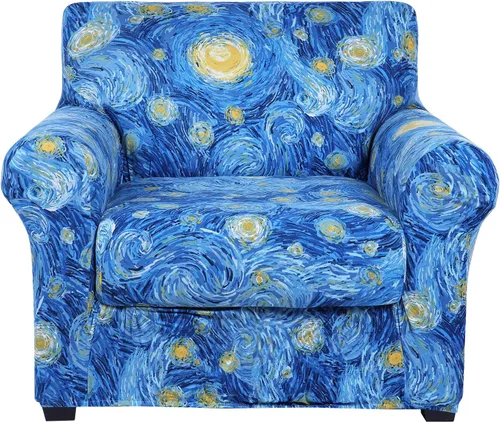 Vista 19 de hyha Funda para sofá, fundas para sofá biplaza, diseño floral, elásticas, estampadas, 3 piezas, fundas para sofá de 2 cojines separados, protector