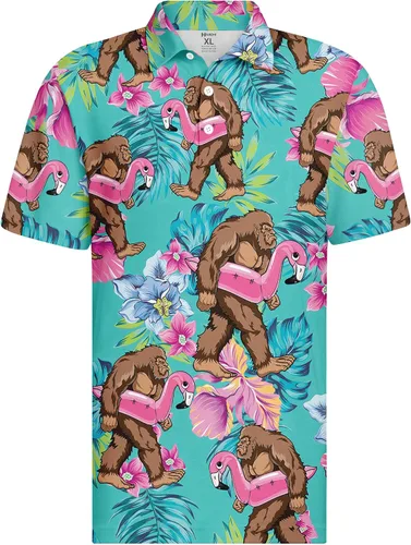 Vista 3 de HIVICHI Divertidas camisas de golf para hombre, diseño de estampado loco, colorido, salvaje, novedoso, que absorbe la humedad, polo para hombre
