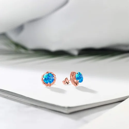 Vista 353 de Gem Stone King Aretes de plata de ley 925 de 0.236 in con piedra natal redonda para mujer