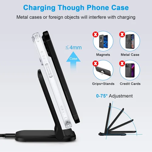 Vista 3 de Base de carga inalámbrica plegable Samsung de carga rápida para Samsung Galaxy S25 Ultra S24 FE S23 S22 S21 S20 Z Flip7, estación de carga
