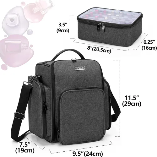 Vista 6 de Organizador de esmalte de uñas con capacidad para 72 botellas (15 ml. - 0.5 onzas líquidas), Negro Estuche grande para esmalte de uñas con 3