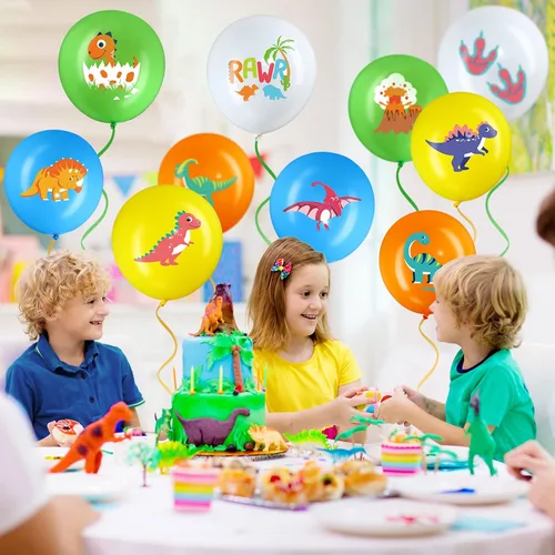 Vista 4 de Zomiboo - 40 globos de dinosaurio de látex de 12 pulgadas para fiesta