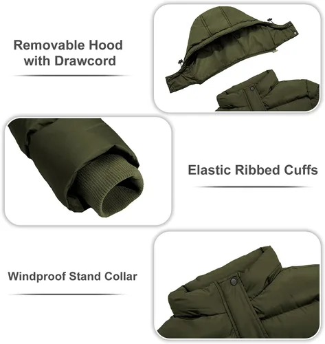 Vista 4 de FARVALUE Women's Winter Coat Thicken Puffer Jacket Warm Bubble Coat with Removable Hood