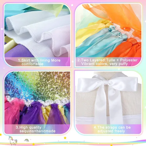 Vista 5 de Suppromo Vestido tutú para niñas pequeñas, vestidos de fiesta de cumpleaños, vestido de tul con lentejuelas para niñas pequeñas