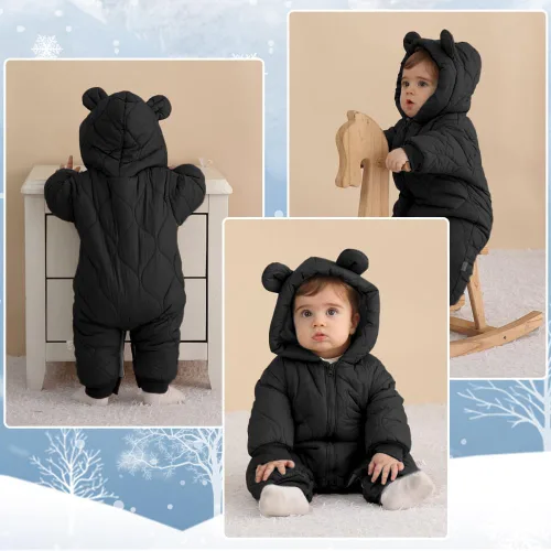 Vista 5 de Traje de nieve para bebés y niñas recién nacidos, overol de invierno para recién nacidos, ropa para exteriores, abrigo de una sola pieza, sudaderas