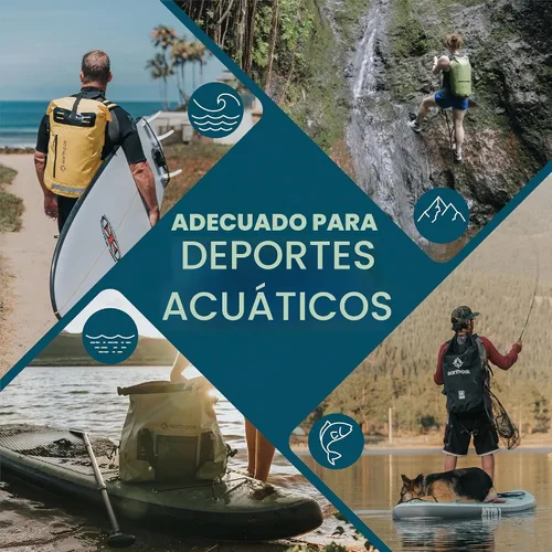 Vista 6 de Earth Pak Bolsa seca impermeable con bolsillo con cremallera, mochila impermeable para mantener el equipo seco