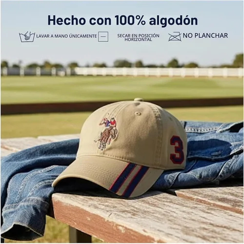 Vista 7 de Concept One US Polo Assn. Dad - Gorra de béisbol ajustable con logotipo de caballo bordado con rayas diagonales Caqui