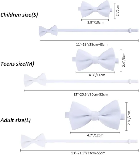 Vista 2 de Kajeer Pajaritas clásicas preatadas para hombre, formales, ajustables, sólidas, corbatín de esmoquin para adultos y niños