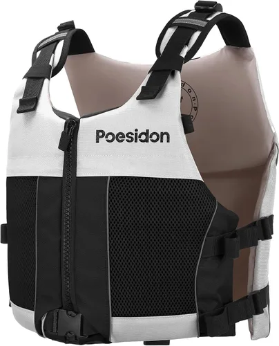 Vista 7 de Poseidon Chaleco salvavidas ajustable de seguridad acuática - Diseño clásico unisex con compartimentos de almacenamiento frontal/trasero