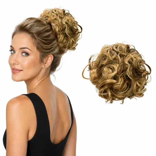 Vista 10 de CAISHA Moño Hairpiece Cola de caballo Topknot Hepburn-Bun Scrunchie Updo Ash Brown Light Blonde Mix HK124 mezcla rubio claro marrón ceniza #18TH613A