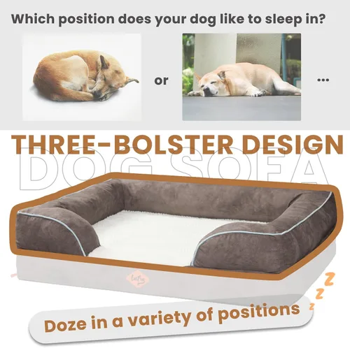 Vista 3 de Laifug Cama ortopédica grande de espuma viscoelástica para perro, sofá para perro con funda de gamuza lavable y extraíble, forro impermeable y parte