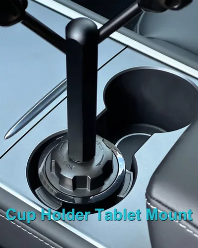 Vista 7 de Soporte para tablet de automóvil, soporte doble resistente para tableta para camión, [brazo de aluminio doble] Portavasos ajustable compatible