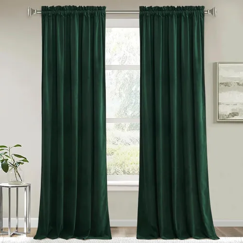 Vista 46 de RYB HOME Cortinas opacas de terciopelo para dormitorio, aislamiento térmico, privacidad, luz solar, bloqueo de calor, cortinas lujosas con bolsillo
