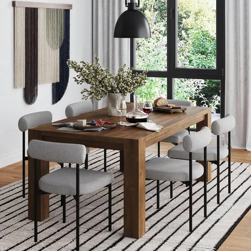 Vista 15 de Nathan James Gracie - Silla de comedor moderna con cojín, silla de comedor tapizada con marco de madera maciza, color marrón claro, juego de 2