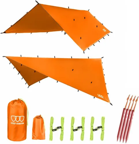 Vista 13 de Gold Armour - Toldo para lluvia para hamaca de lona, calidad premium, 14.7 pies, 12 pies, 10 pies, 8 pies, cubierta de toldo para lluvia, toldo