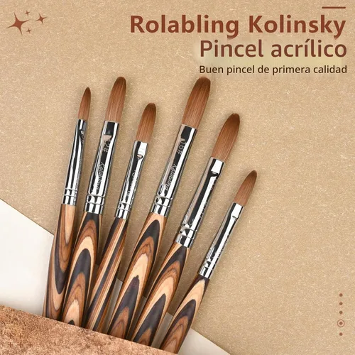 Vista 3 de Kolinsky - Cepillo de uñas acrílicas, mango de madera, tamaño 14