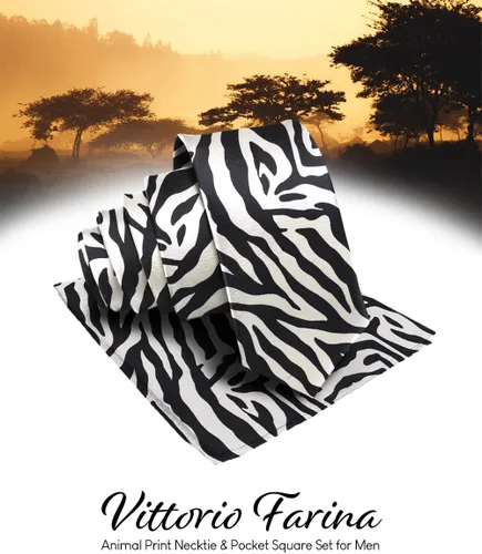 Vista 16 de Juego de corbata Kente con estampado africano y animal y pañuelo de bolsillo a juego