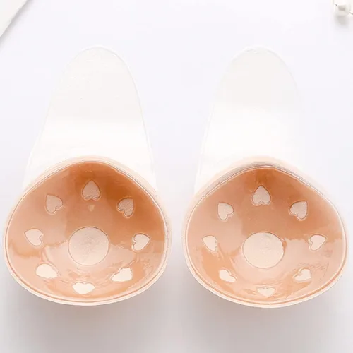 Vista 5 de Sujetador adhesivo para levantamiento de senos, sin espalda, invisible, sujetador push up pegajoso sujetadores pezón cubre pasties Nude 2 pares