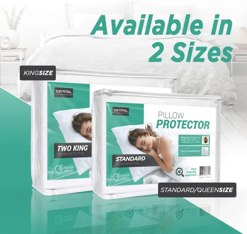 Vista 7 de Crystal Trading Protectores de almohada impermeables – Funda de almohada resistente al agua y a los insectos para almohadas de tamaño queen/king