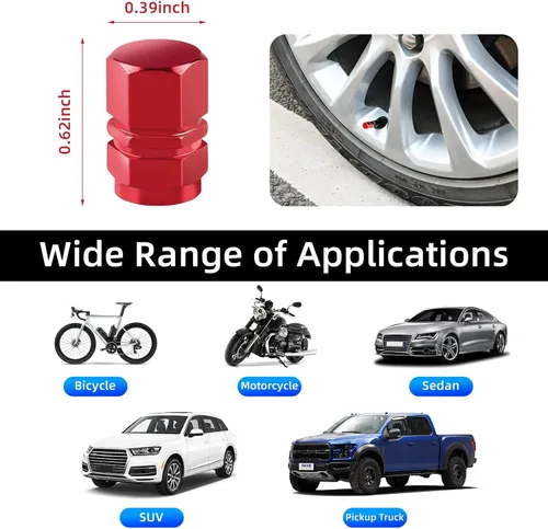 Vista 2 de Kewucn 8 PCS Tapas para Vástago de Válvula de Neumático de Automóvil, Cubiertas de Aire de Aleación de Aluminio con Anillo de Goma, Resistentes a