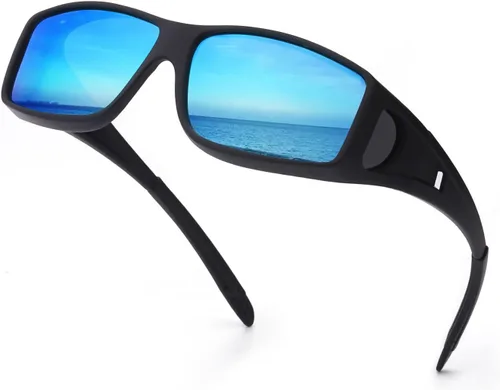 Vista 9 de IGnaef Fit Over Glasses Sunglasses for Men Women C01 Azul Azul Espejo