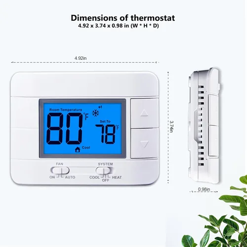 Vista 3 de Termostato no programable para el hogar - Multietapa 2H/2C, con gran pantalla LCD de temperatura y humedad ambiente