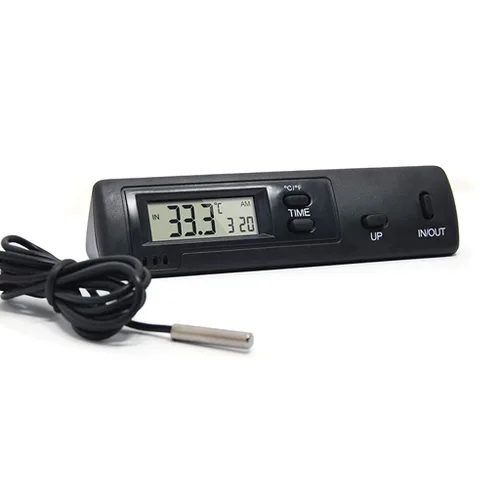 Vista 7 de Termómetro digital para interiores y exteriores con reloj, pantalla de temperatura dual ℃/℉, formato de 12/24 horas, para automóvil, hogar