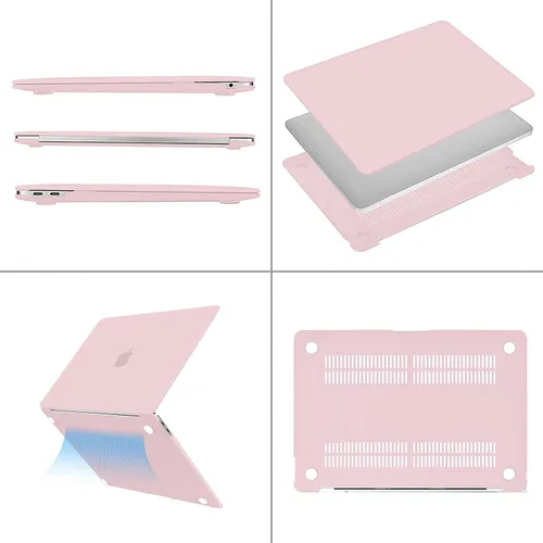 Vista 4 de MOSISO - Funda compatible con MacBook Air de 13 pulgadas M1 2022-2018, color rosa bebé Plastic Hard Shell&Keyboard Cover&Screen Protector for