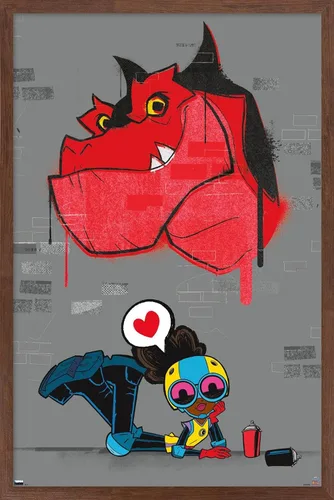 Vista 10 de Trends International Marvel's Moon Girl & Devil Dinosaur - Póster de pared, 22.4 pulgadas de largo x 14.7 pulgadas, versión enmarcada de madera