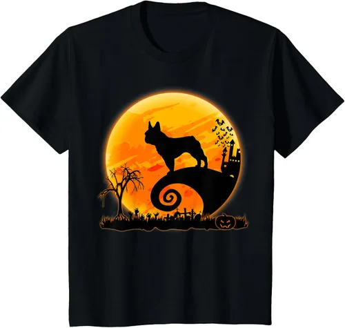 Vista 82 de Camiseta divertida de disfraz de Halloween para perro y luna de Bulldog francés, Negro, S