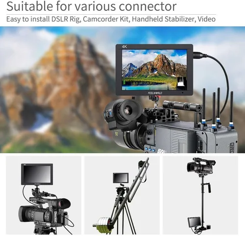Vista 2 de FEELWORLD FW703 7 pulgadas DSLR en cámara monitor de campo 3G SDI 4K HDMI entrada salida salida video asistencia pico enfoque IPS Full HD 1920x1200