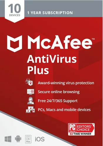 Vista 8 de McAfee Internet Security 2022 10 dispositivos Software antivirus Administrador de contraseñas Windows/Mac/Android/iOS 1 año de suscripción