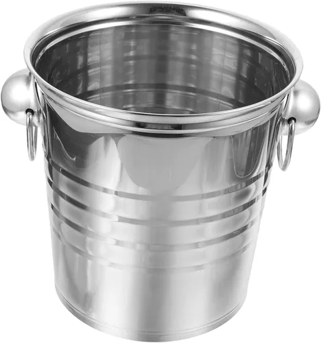 Vista 8 de Cubo de almacenamiento de hielo grueso de acero inoxidable con doble asa enfriador de cerveza para Ktv bares fiestas para botellas y bebidas
