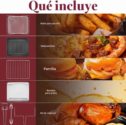 Vista 6 de SEEDEEM Combo de freidora de aire de 32 cuartos de galón, horno de convección extra grande 14 en 1 con pantalla táctil LED, horno de encimera