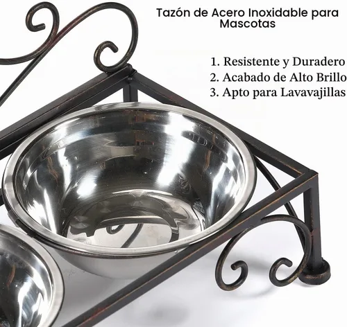Vista 5 de Cuencos elevados para perros de 3.54 pulgadas de alto, cuenco elevado