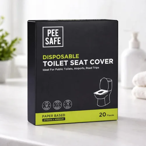 Vista 2 de Pee Safe Fundas desechables para asiento de inodoro, forros a base de papel, 20 unidades, fundas de higiene aptas para viajes para baños