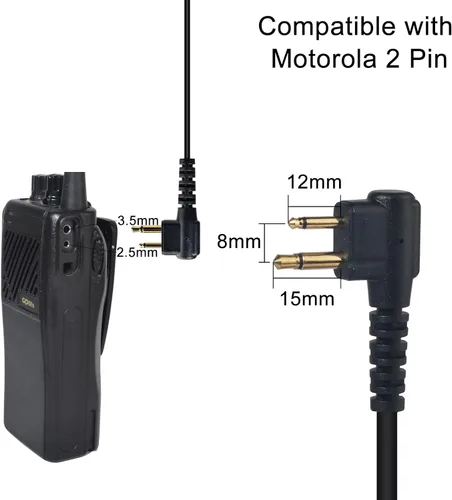 Vista 6 de Auricular Walkie Talkie en forma de G de 2 pines con micrófono PTT