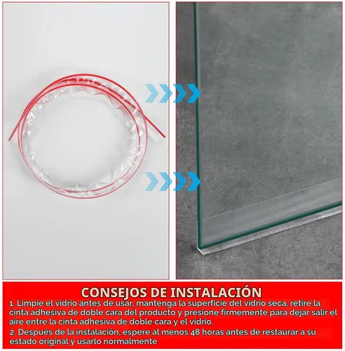 Vista 5 de Newtay 2 piezas de tira de sello larga de vinilo transparente tipo L con barrera de umbral de agua pre-aplicada adhesiva para puerta de vidrio