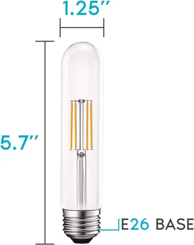 Vista 3 de LUXRITE Bombillas LED T9 vintage equivalentes a 60 W, 2700 K blanco cálido, 550 lúmenes, bombillas tubulares Edison regulables de 5 W, vidrio