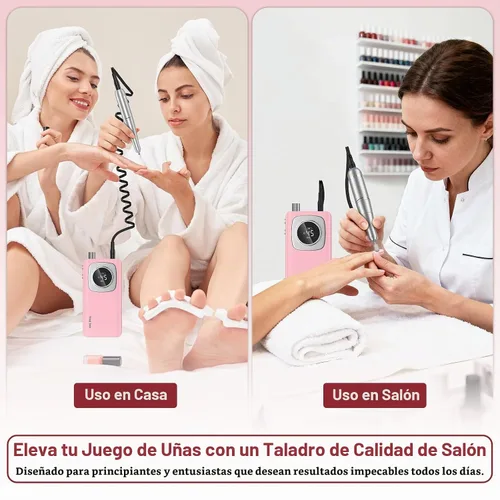Vista 8 de Taladro de uñas eléctrico profesional: lima de uñas recargable con brocas para uñas de gel acrílicas, herramientas de forma de pulido profesional