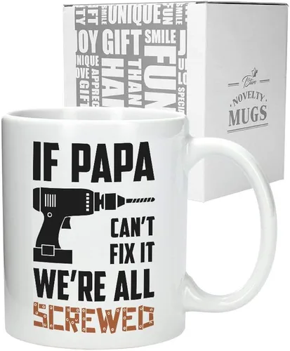 Vista 5 de Tstars Taza de cerámica para papá de parte de la hija, hijo, día del padre, tazas de café divertidas para papás, 15 onzas, color blanco