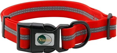 Vista 18 de NIMBLE Collar de perro impermeable para mascotas, ajustable, reflectante, duradero, flexible, de nailon con revestimiento de polímero, collares
