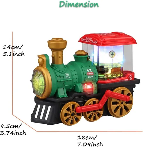 Vista 7 de Miracland Tren de vapor retro con función de pulverización de niebla, juguete locomotora vintage con rueda universal, luces y música y carro Verde