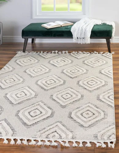 Vista 16 de Unique Loom Cherokee Collection Gatlinburg - Alfombra rectangular de 2 x 3 pies 1 pulgada, color blanco y negro