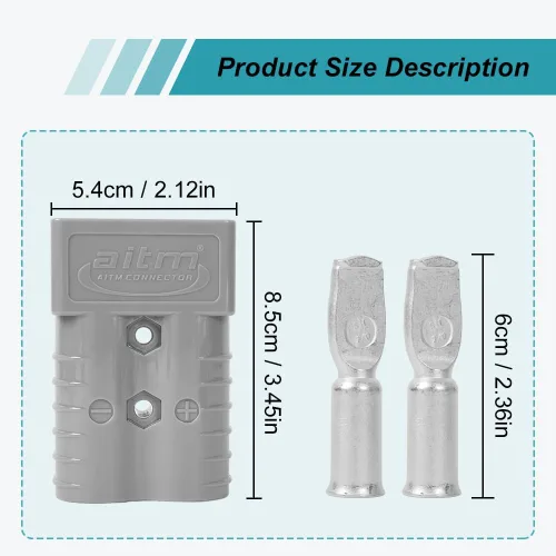 Vista 5 de Conector de batería 350A AWG 2/0 Batería de conexión rápida Conectores de alimentación modulares Desconexión rápida (gris)