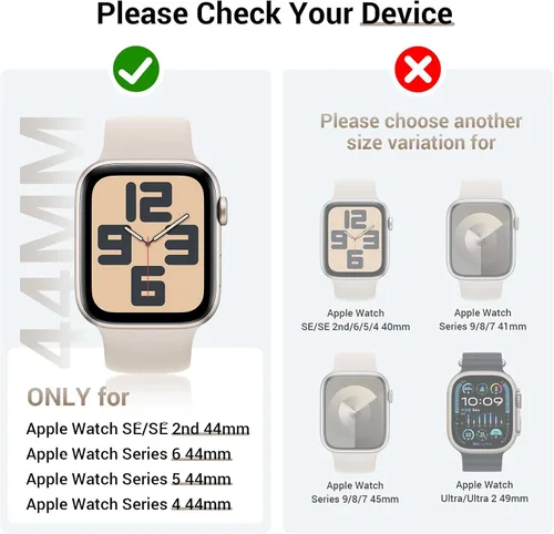 Vista 2 de Tensea - Funda protectora de pantalla para Apple Watch SE 3/SE 2/SE/6/5/4 de 1.732 in