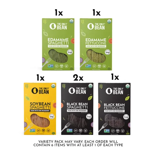 Vista 3 de The Only Bean - Soja, frijoles negros y espaguetis y fettuccine - Pasta sin gluten, fideos de pasta bajos en carbohidratos keto y pasta proteica
